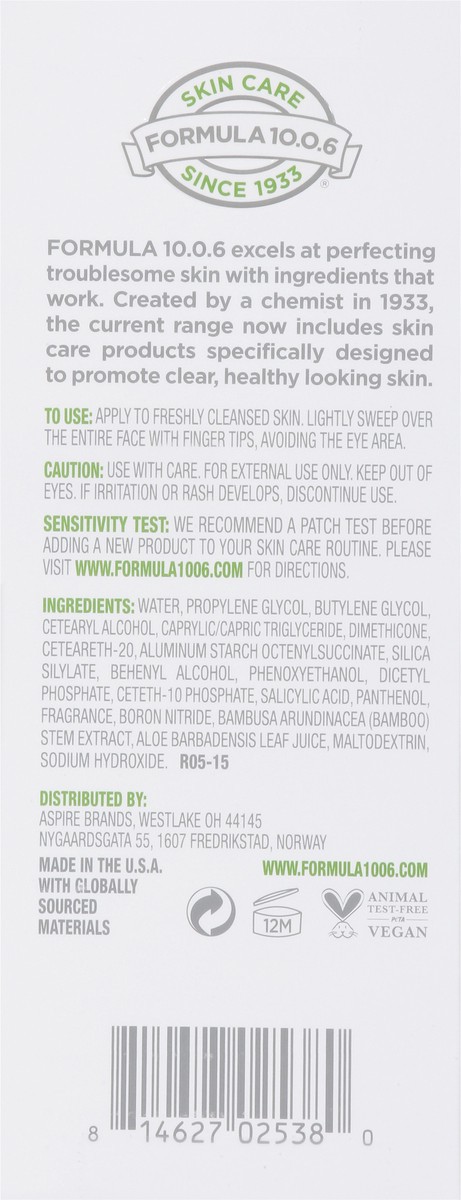 slide 8 of 9, Formula 10.0.6 Seriously Shine Free Mattifying Aloe Vera + Bamboo Moisturizer 2.54 fl oz, 2.54 fl oz