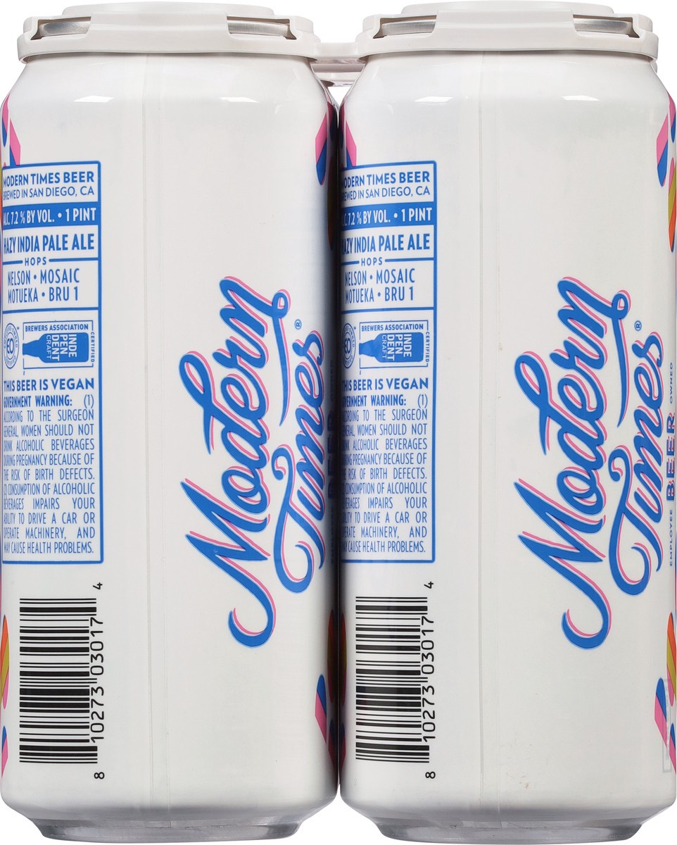 slide 9 of 9, Modern Times Hazy Double India Pale Ale Business Oracle Beer 4 - 1 pt Cans, 4 ct