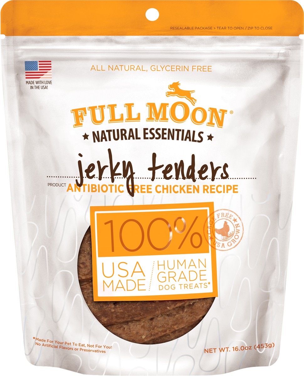 slide 2 of 3, FULL MOON All Natural Human Grade Dog Treats, Essential Chicken Jerky Tenders, 16 oz, 16 oz