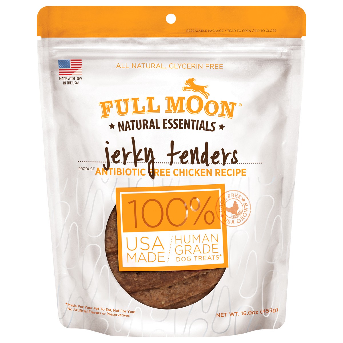 slide 1 of 3, FULL MOON All Natural Human Grade Dog Treats, Essential Chicken Jerky Tenders, 16 oz, 16 oz