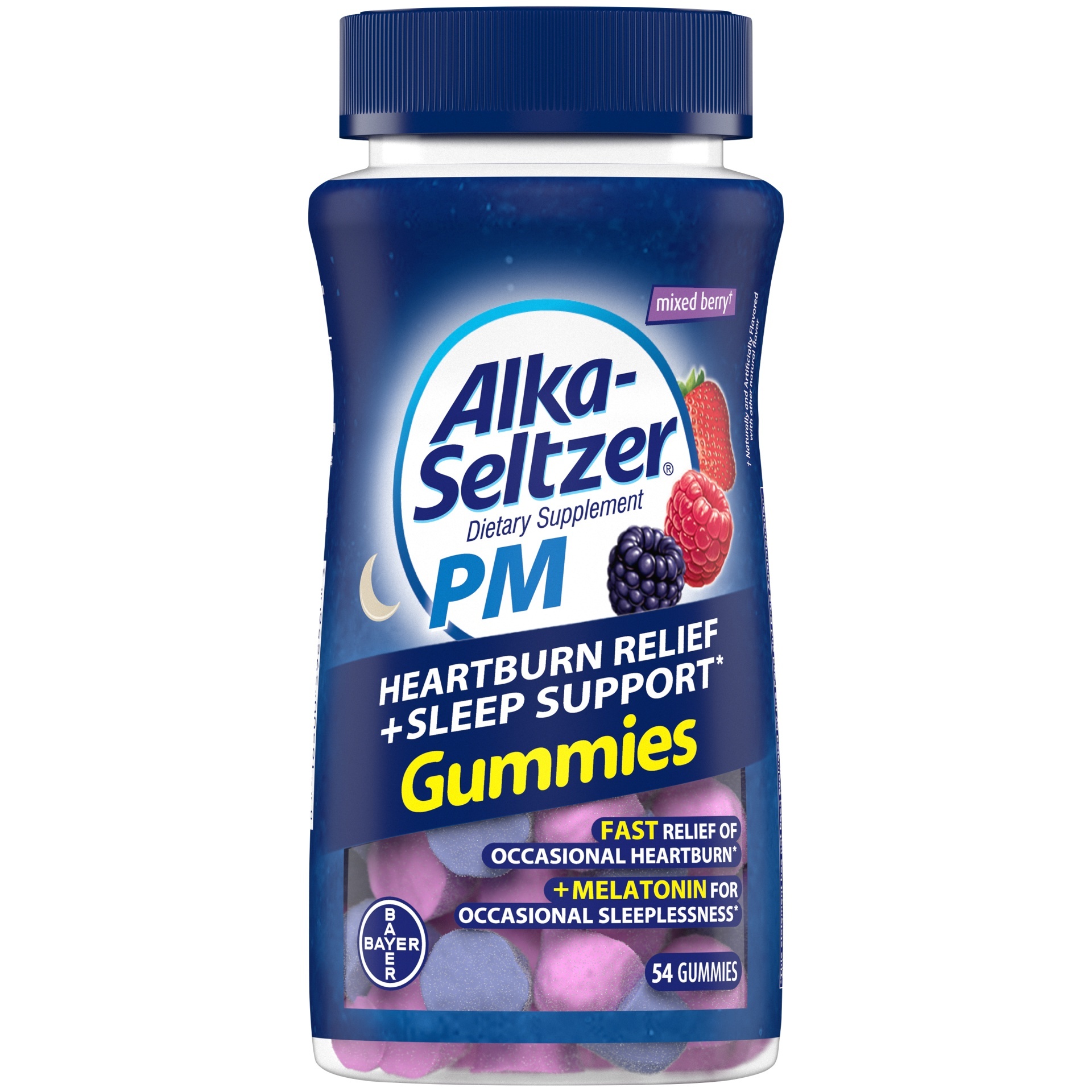 slide 1 of 1, Alka-Seltzer PM Heartburn + Sleep Support Gummies, Mixed Berry, 54 ct