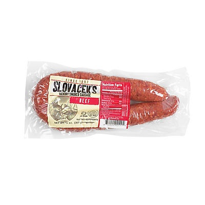 slide 1 of 1, Slovacek's Beef Smoked Sausage, 14 oz