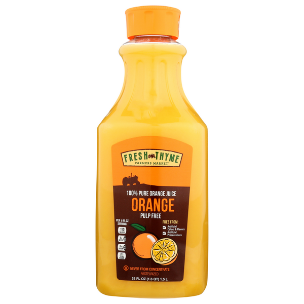 slide 1 of 1, Fresh Thyme Juice Orange Orig, 52 fl oz