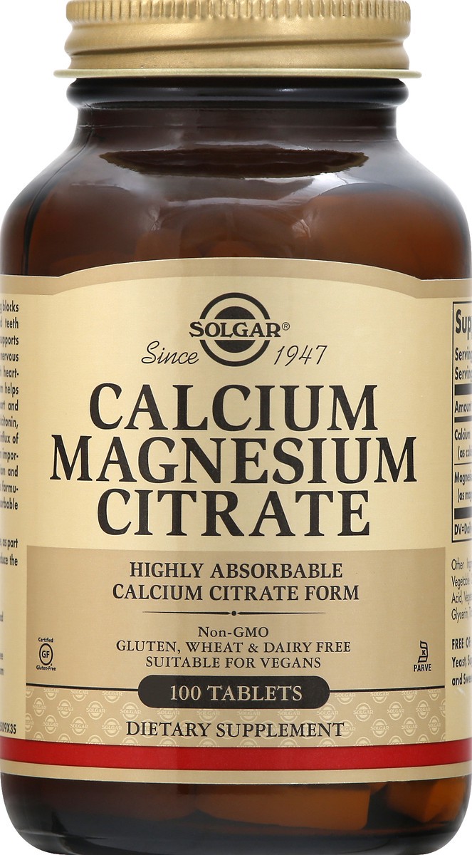 slide 4 of 7, Solgar Calcium Magnesium Citrate Tablets, 100 ct