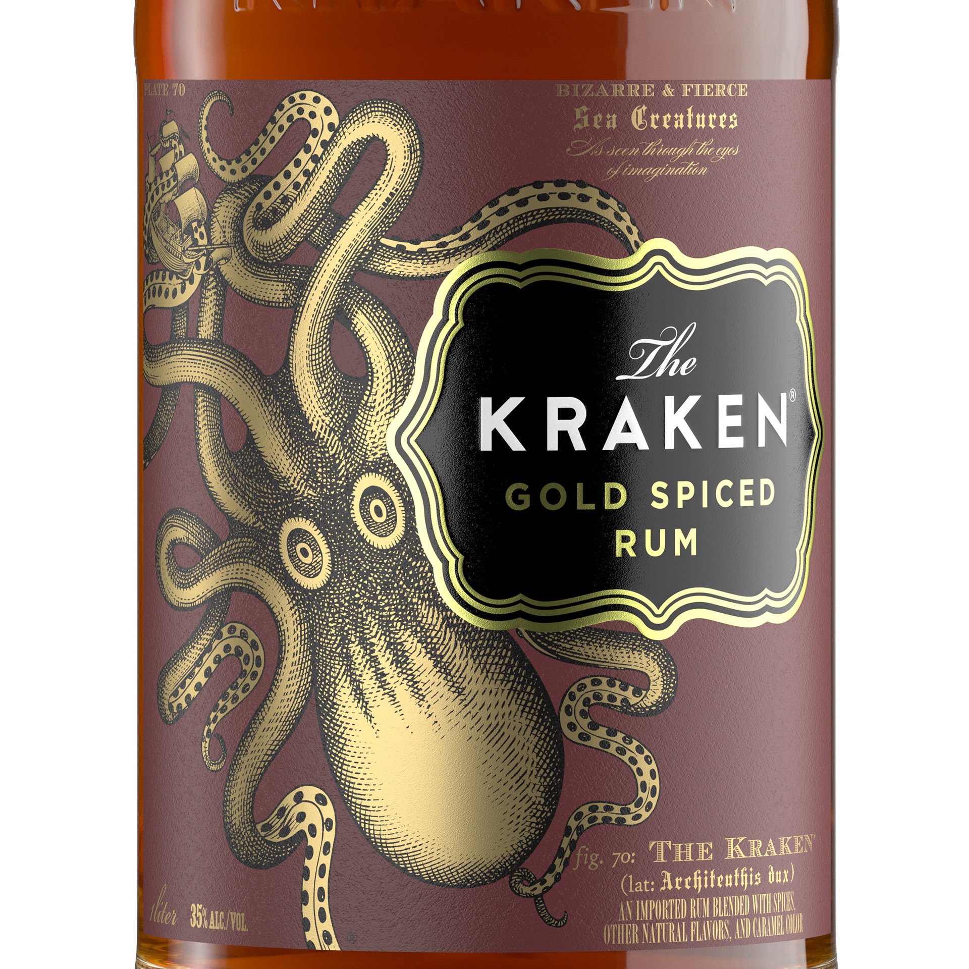 slide 4 of 10, Kraken Gold Spiced Rum 70 Proof (1 L), 1 liter