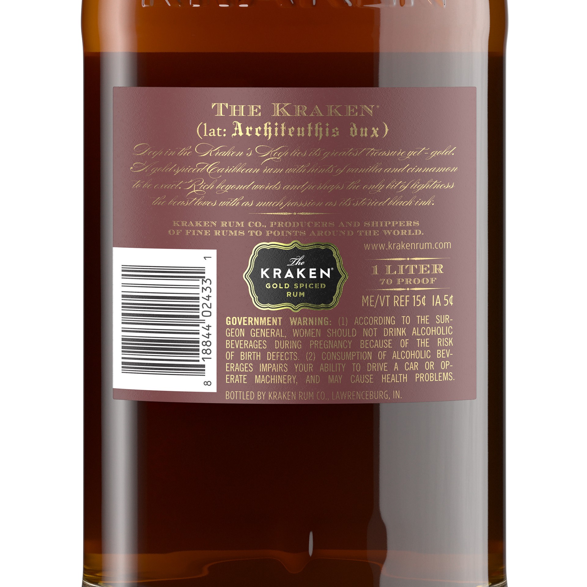 slide 2 of 10, Kraken Gold Spiced Rum 70 Proof (1 L), 1 liter