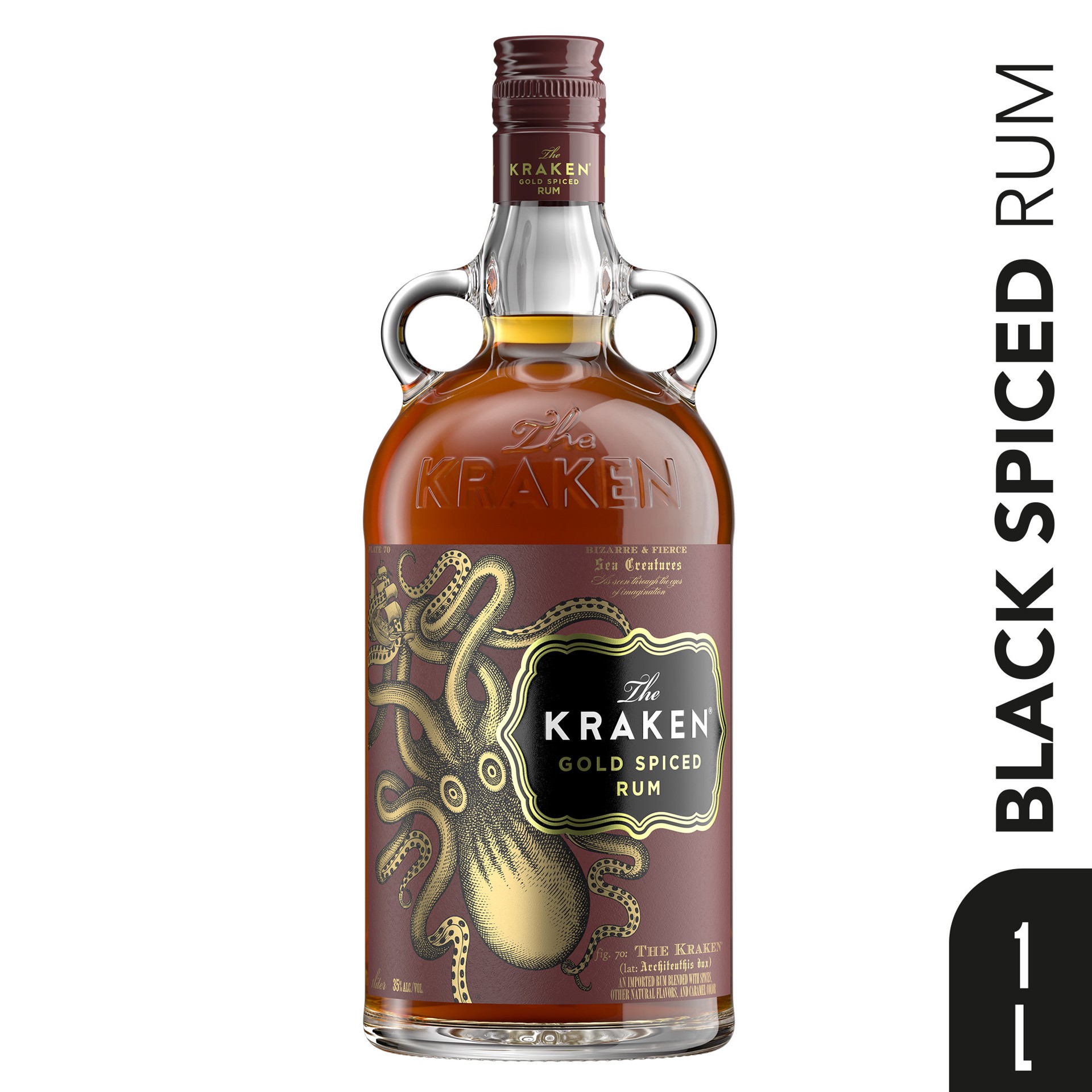 slide 8 of 10, Kraken Gold Spiced Rum 70 Proof (1 L), 1 liter