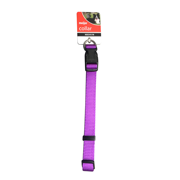 slide 1 of 1, Meijer Dog Collar, Adjustable, Purple, Medium, MED