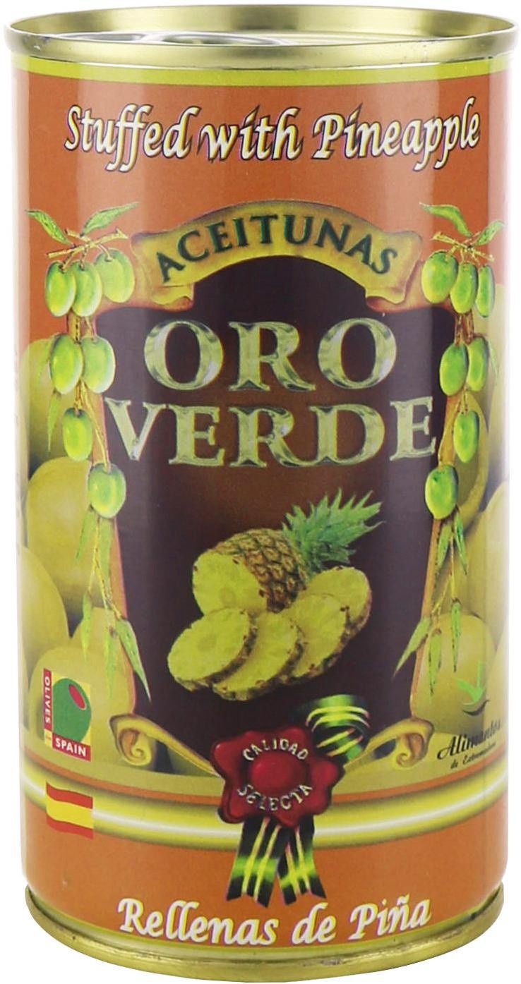 slide 1 of 1, O/verd Oro Verde Aceitunas Stuffed With Pineapple, 1 ct