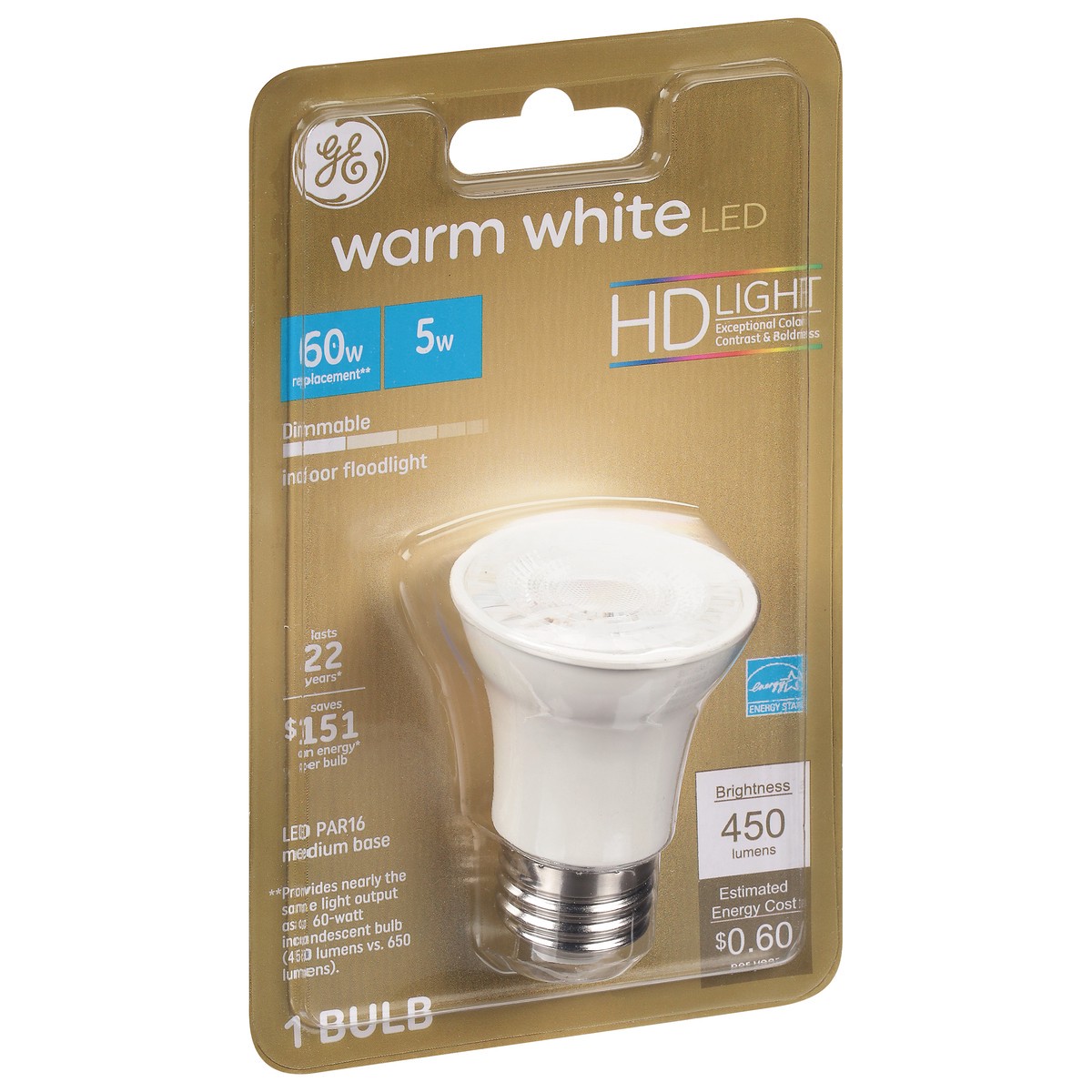 slide 4 of 12, GE 5 Watts Warm White HD Light LED Light Bulb 1 ea, 1 ct