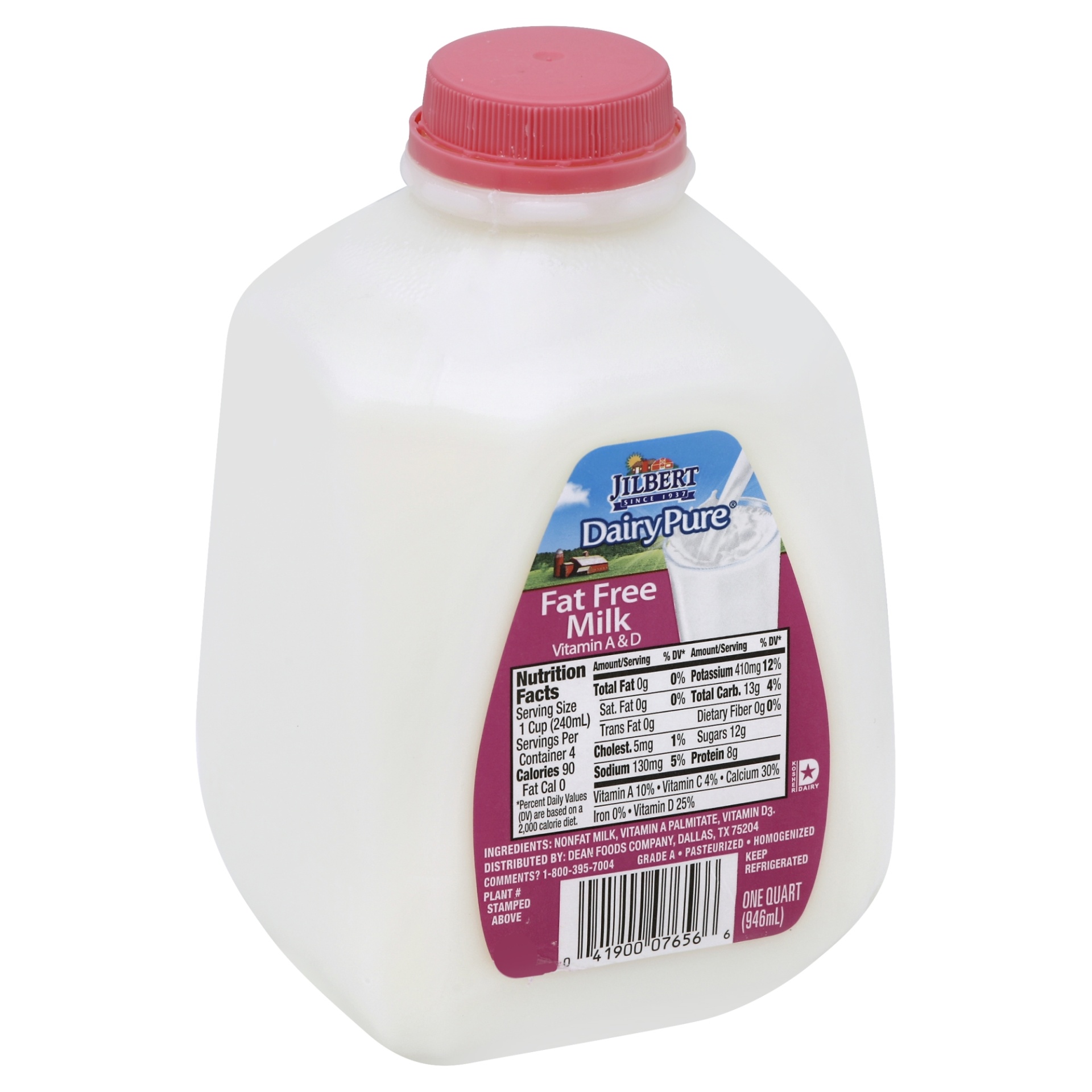 slide 1 of 1, Dairy Pure Fat Free Skim Milk, Quart, 32 fl oz