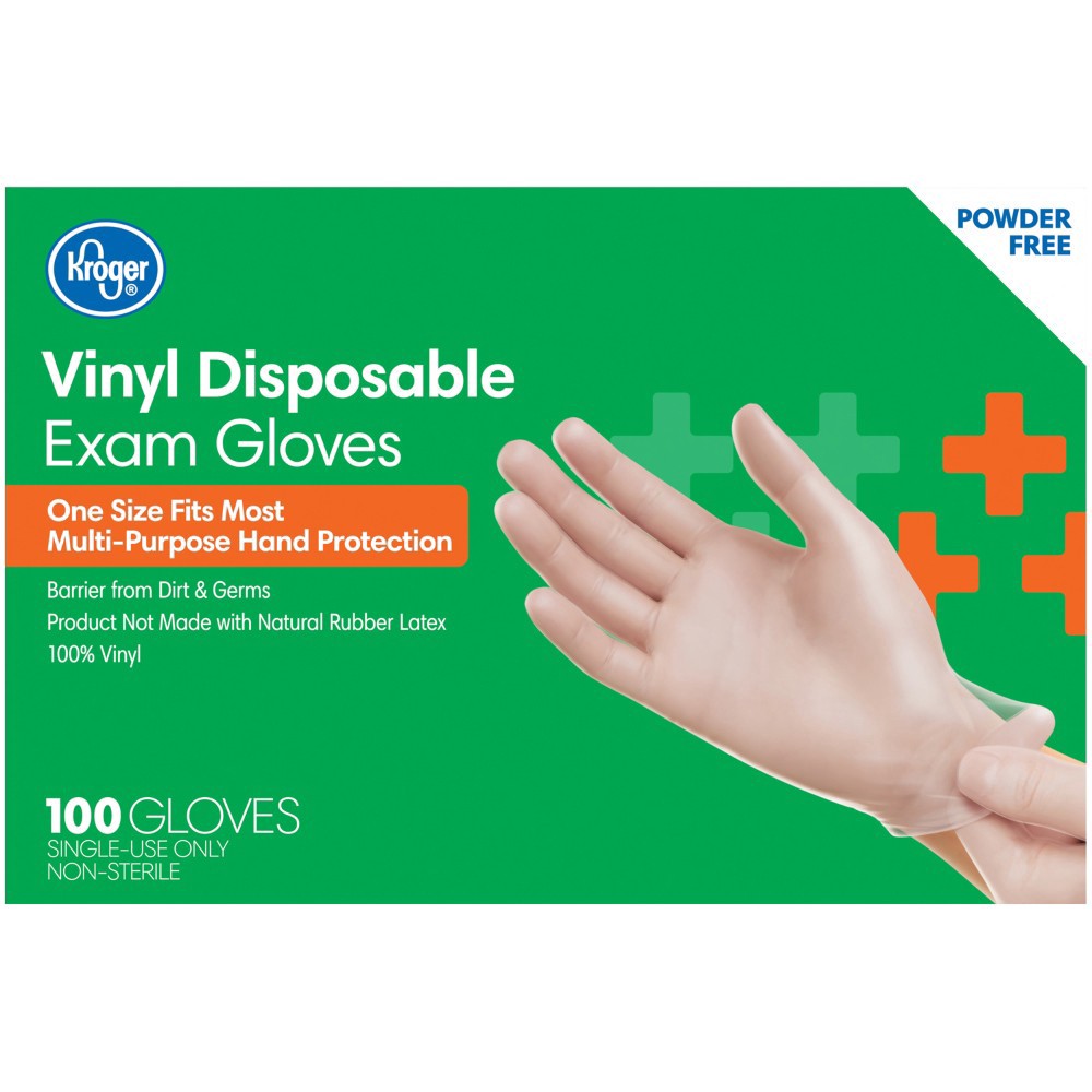 slide 5 of 5, Kroger Powder-Free Vinyl Disposable Exam Gloves, 100 ct