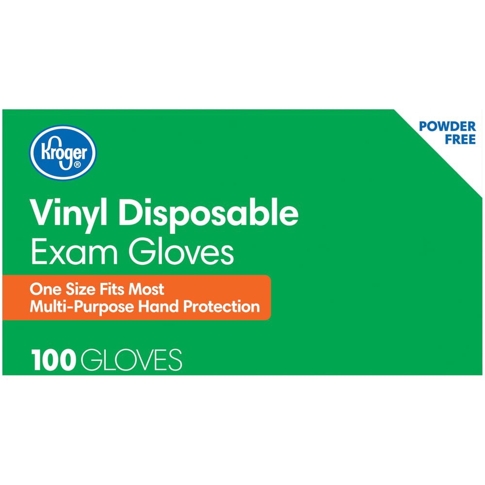 slide 2 of 5, Kroger Powder-Free Vinyl Disposable Exam Gloves, 100 ct