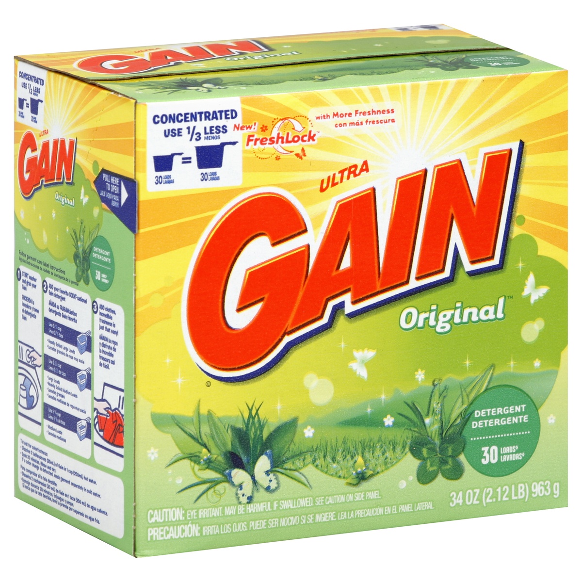 slide 1 of 1, Gain Detergent 34 oz, 34 oz; 2.12 lb; 963 gram