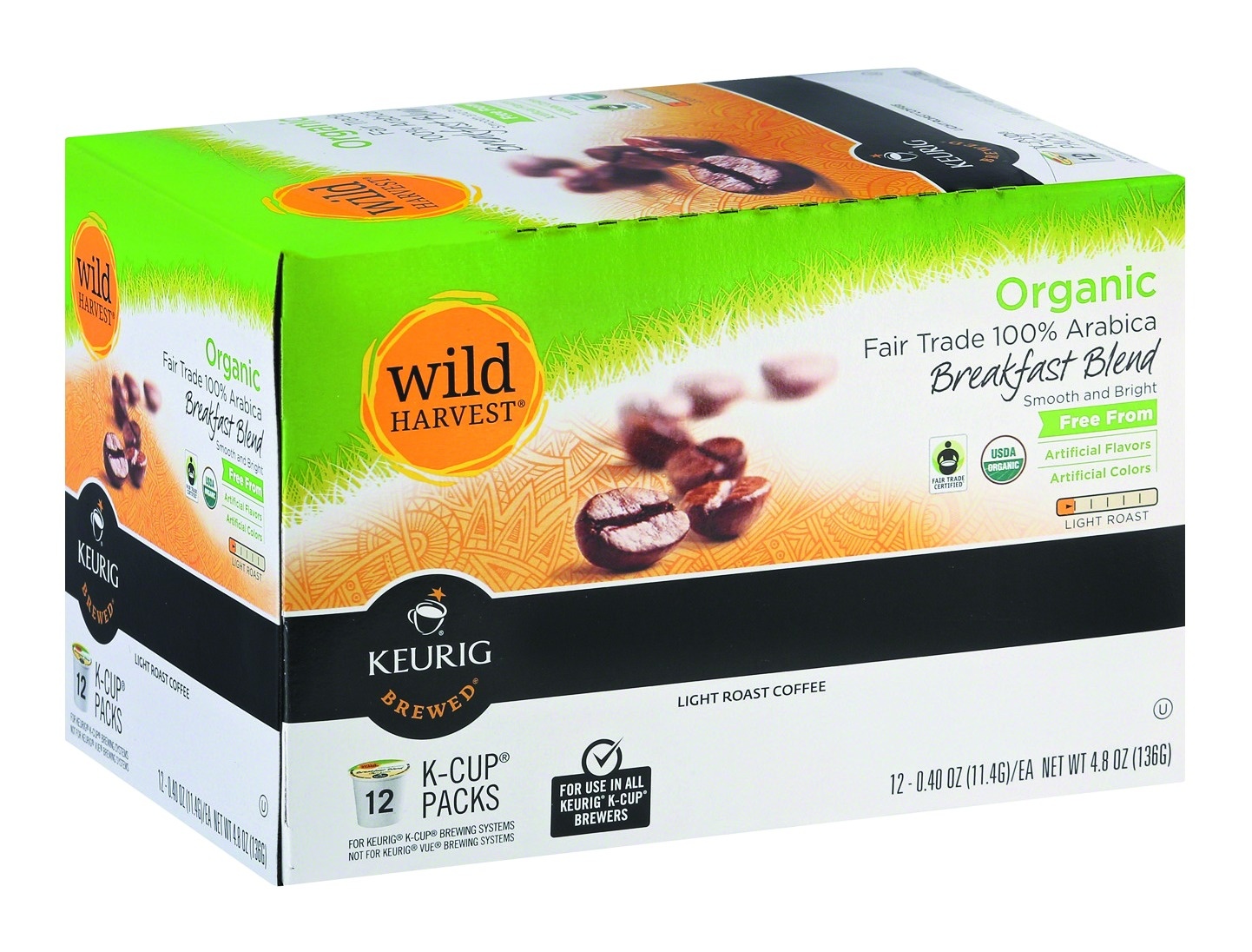 slide 1 of 1, Wild Harvest Breakfast Blend Kcups, 12 ct