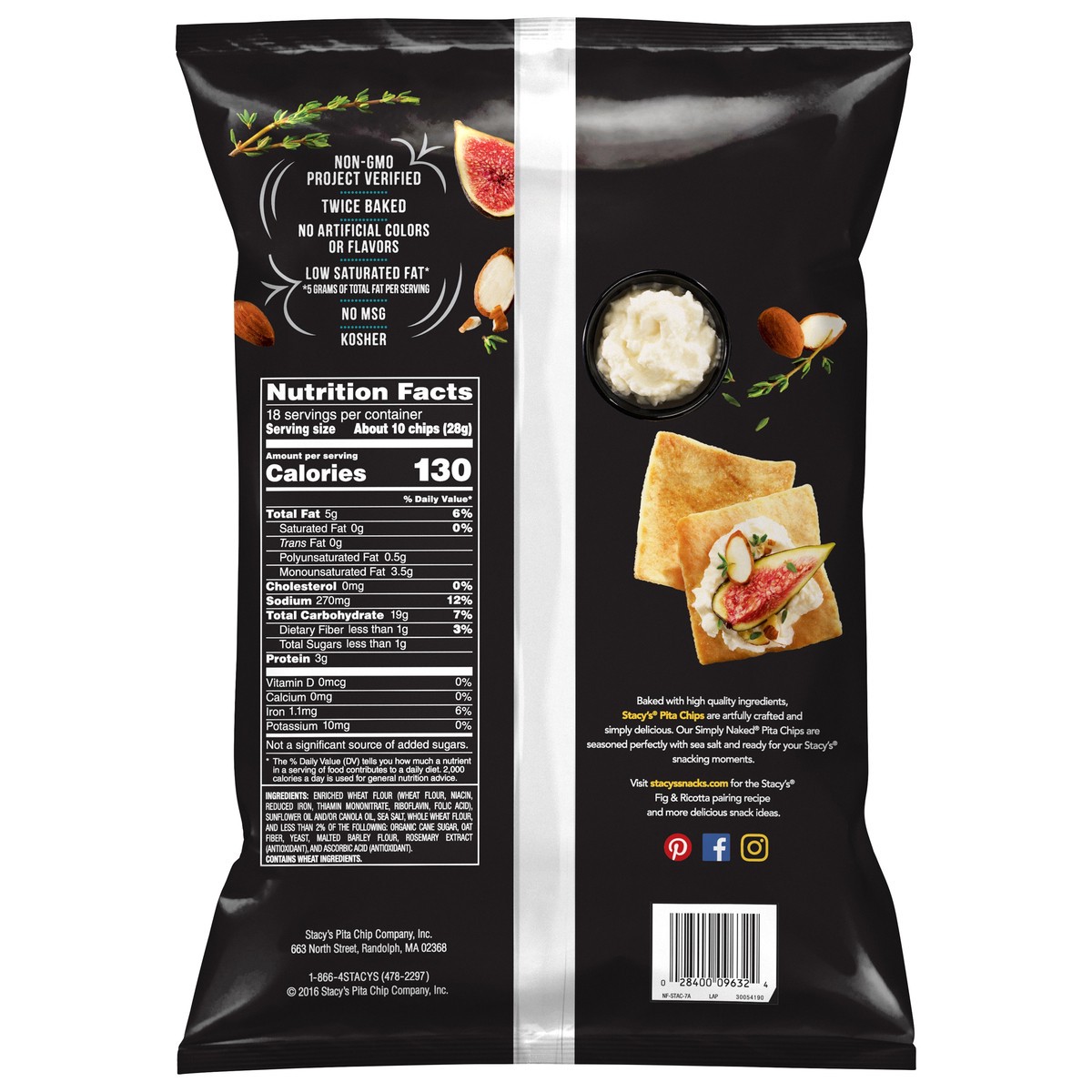 slide 2 of 3, Stacy's Pita Chips , Simply Naked, 18 oz