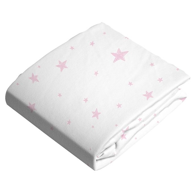 slide 2 of 2, Kushies Cotton Flannel Fitted Bassinet Sheet Pink Scribble Stars, 1 ct