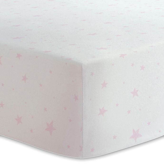 slide 1 of 2, Kushies Cotton Flannel Fitted Bassinet Sheet Pink Scribble Stars, 1 ct