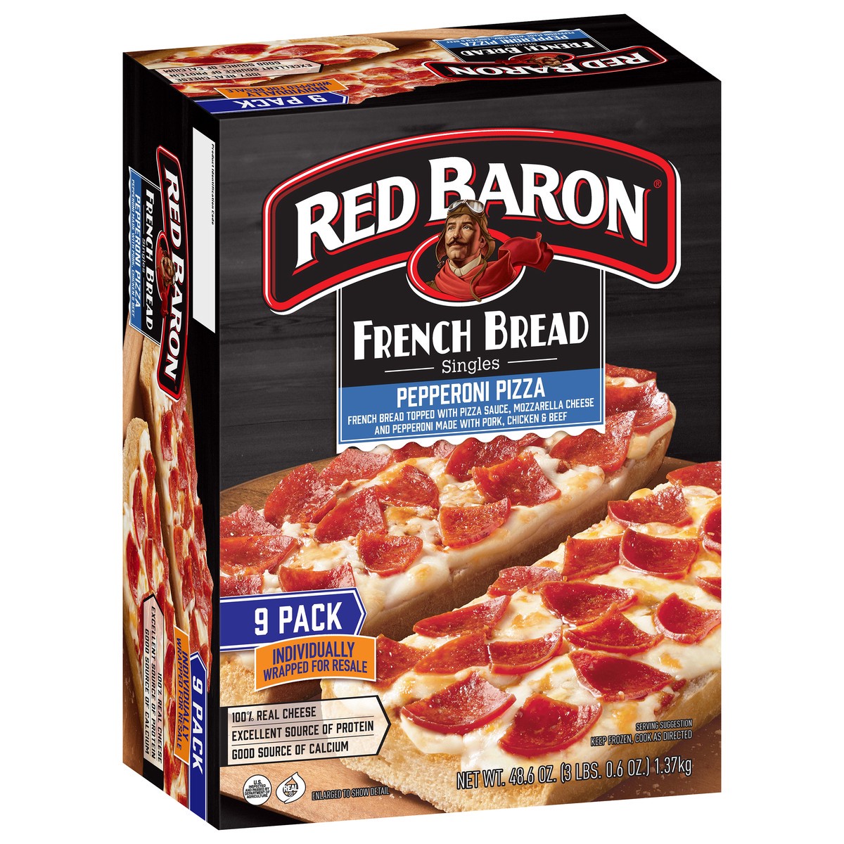 slide 6 of 9, Red Baron French Bread Singles Pepperoni Pizza 9 ea, 9 ct