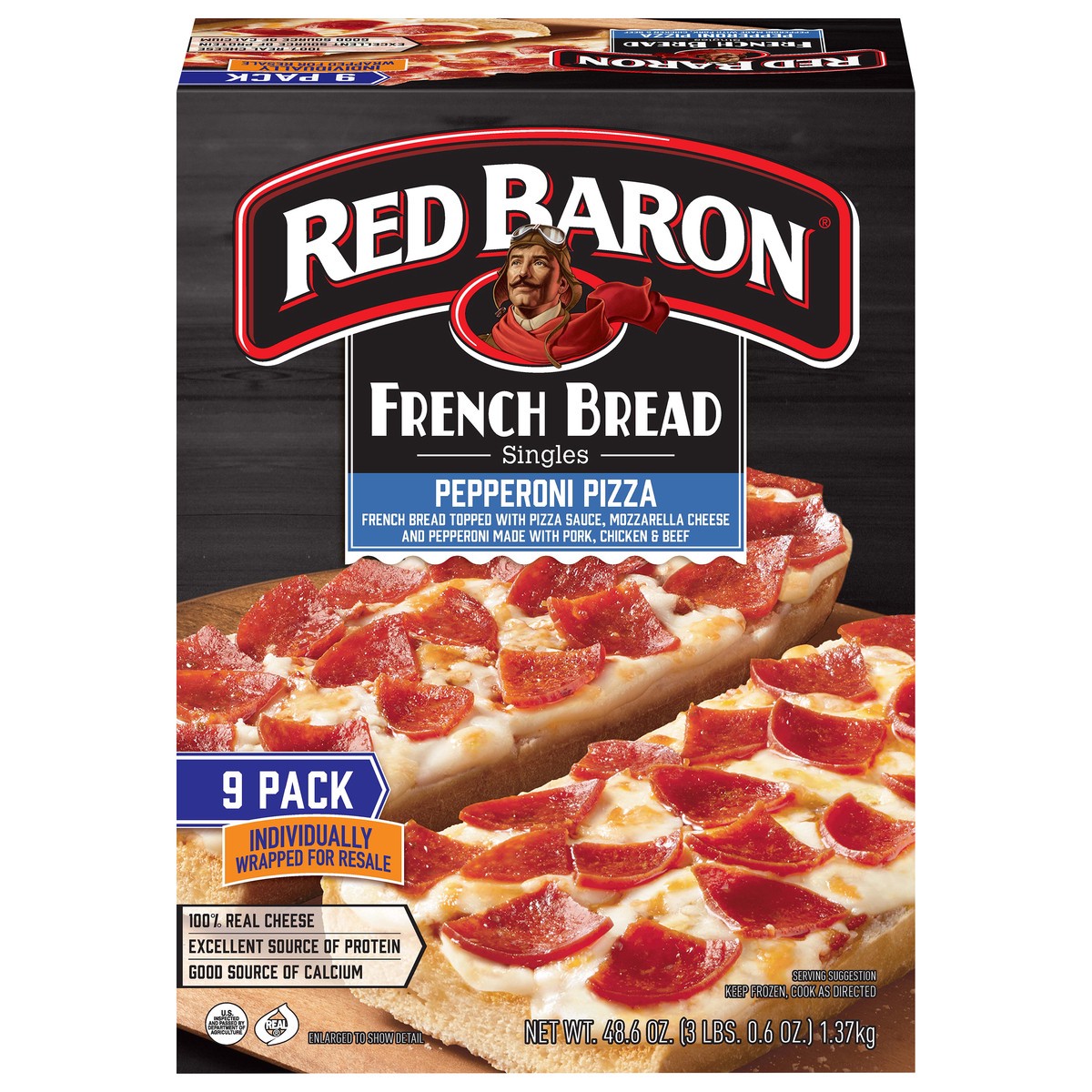 slide 1 of 9, Red Baron French Bread Singles Pepperoni Pizza 9 ea, 9 ct