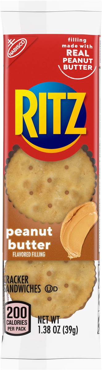 slide 6 of 15, RITZ Peanut Butter Sandwich Crackers, Lunch Snacks, 1.38 oz Snack Pack (6 Crackers Per Pack), 1.38 oz