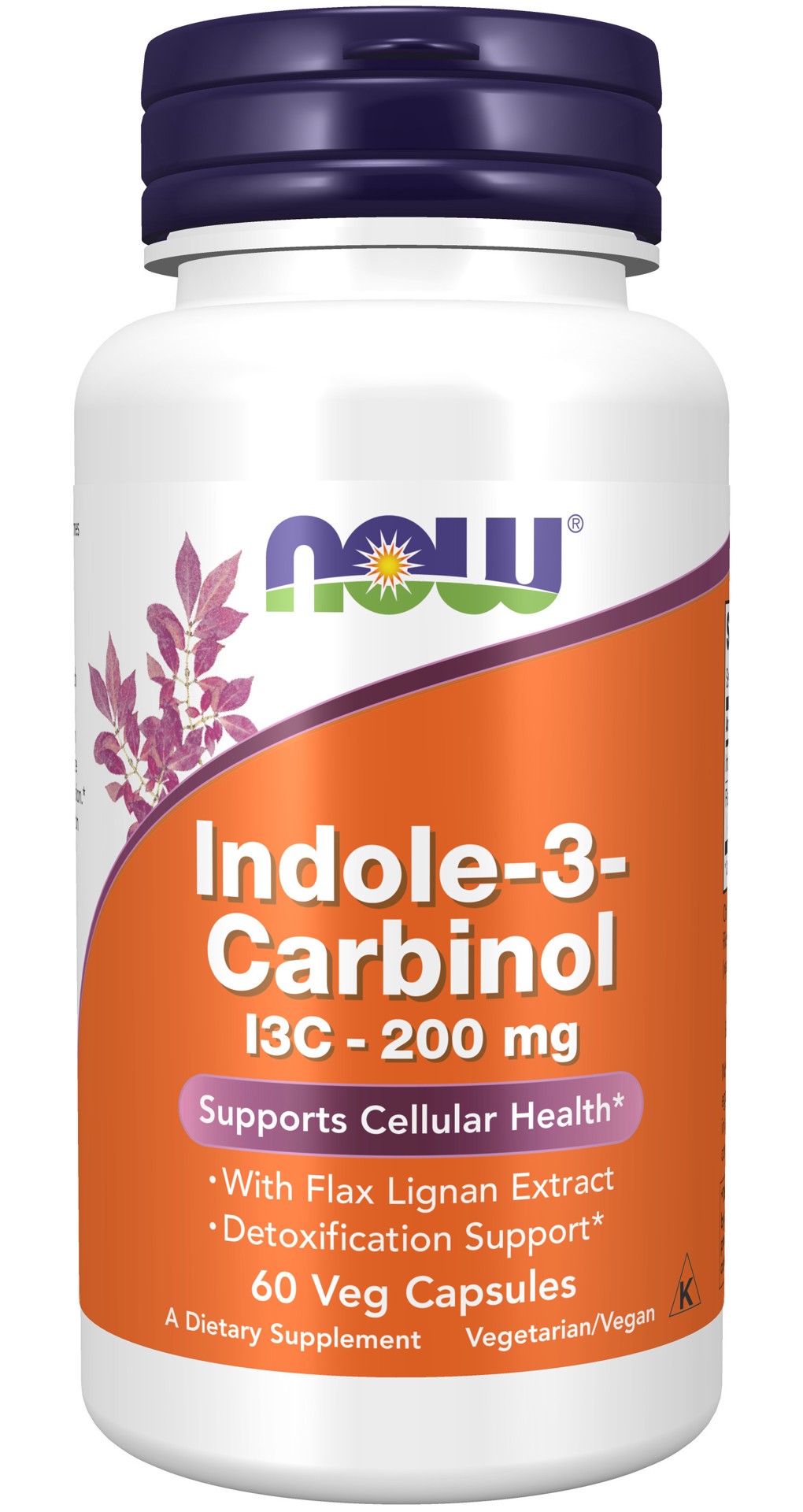 slide 1 of 4, NOW Indole-3-Carbinol (I3C) 200 mg - 60 Veg Capsules, 60 ct