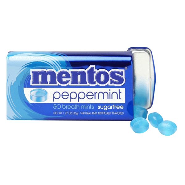 slide 1 of 1, Mentos Sugar-Free Peppermint Breathmint Tin, 1.27 oz