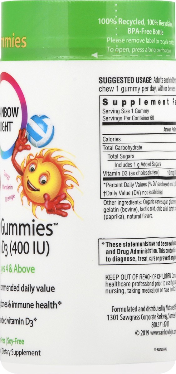 slide 5 of 9, Rainbow Light Sunny Gummies Vitamin D3 Gummy Supplement, 60 Count, 1 Bottle, 60 ct