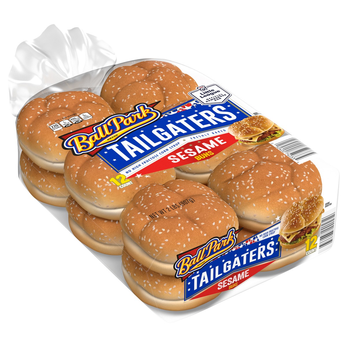 slide 11 of 13, Ball Park Tailgaters Sesame Buns, 12 count, Hamburger Buns, 32 oz Multipack, 12 ct