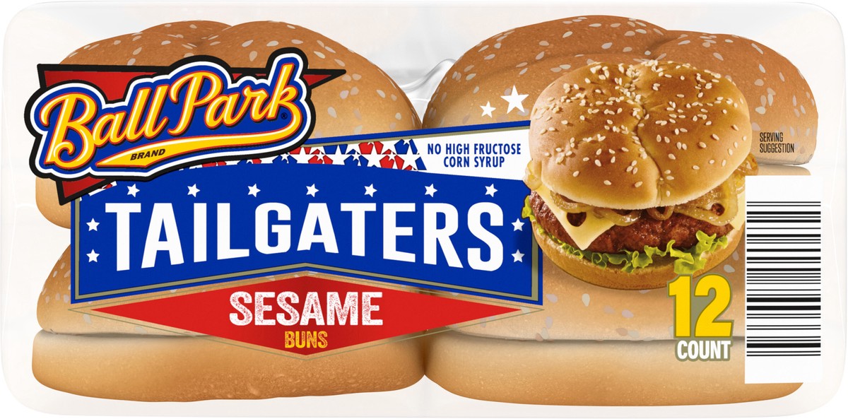 slide 10 of 13, Ball Park Tailgaters Sesame Buns, 12 count, Hamburger Buns, 32 oz Multipack, 12 ct