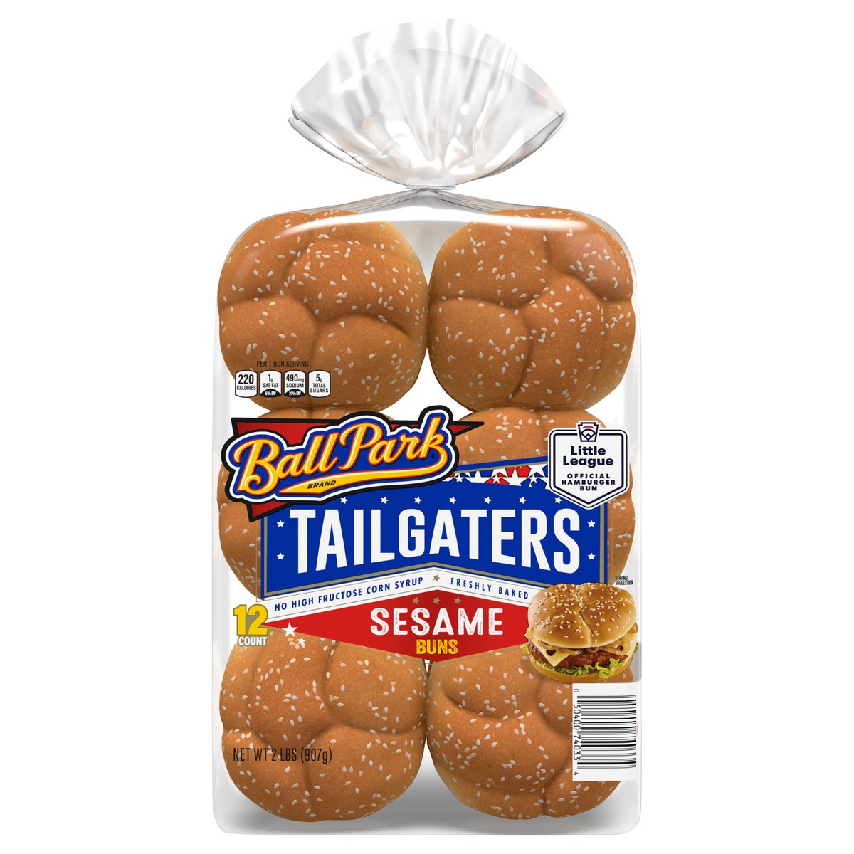 slide 5 of 13, Ball Park Tailgaters Sesame Buns, 12 count, Hamburger Buns, 32 oz Multipack, 12 ct