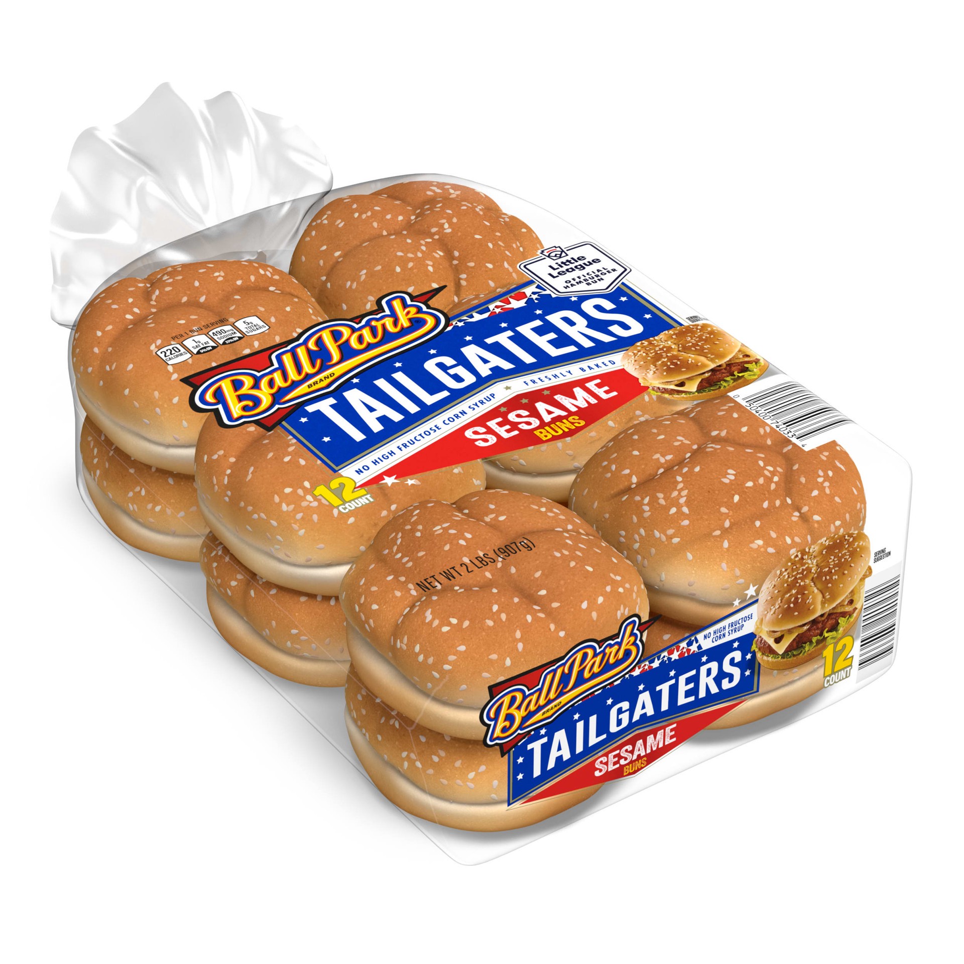 slide 1 of 13, Ball Park Tailgaters Sesame Buns, 12 count, Hamburger Buns, 32 oz Multipack, 12 ct