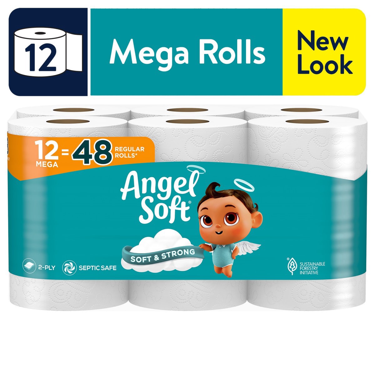 slide 1 of 3, Angel Soft Toilet Paper, 12 Mega Rolls, 12 ct