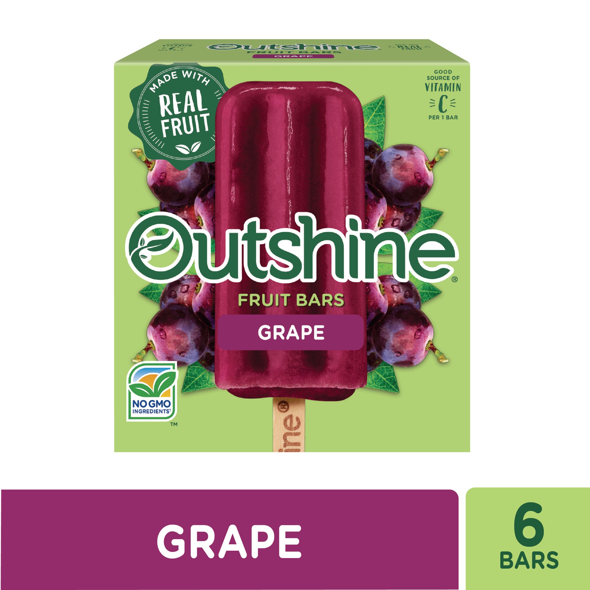slide 3 of 5, Outshine Grape Fruit Ice Bars 6 ea, 6 ct
