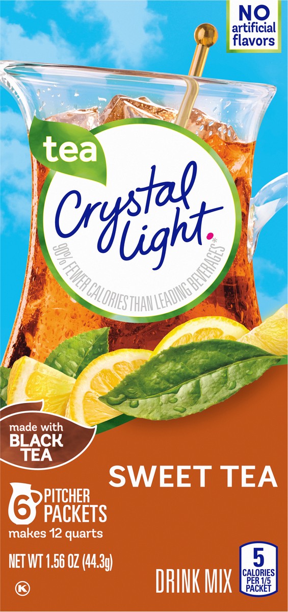 slide 2 of 9, Crystal Light Sweet Tea Naturally Flavored Powdered Drink Mix, 6 ct Pitcher Packets, 6 ct