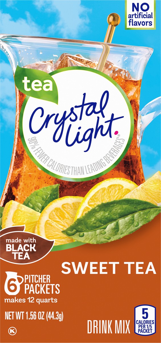 slide 7 of 9, Crystal Light Sweet Tea Naturally Flavored Powdered Drink Mix, 6 ct Pitcher Packets, 6 ct