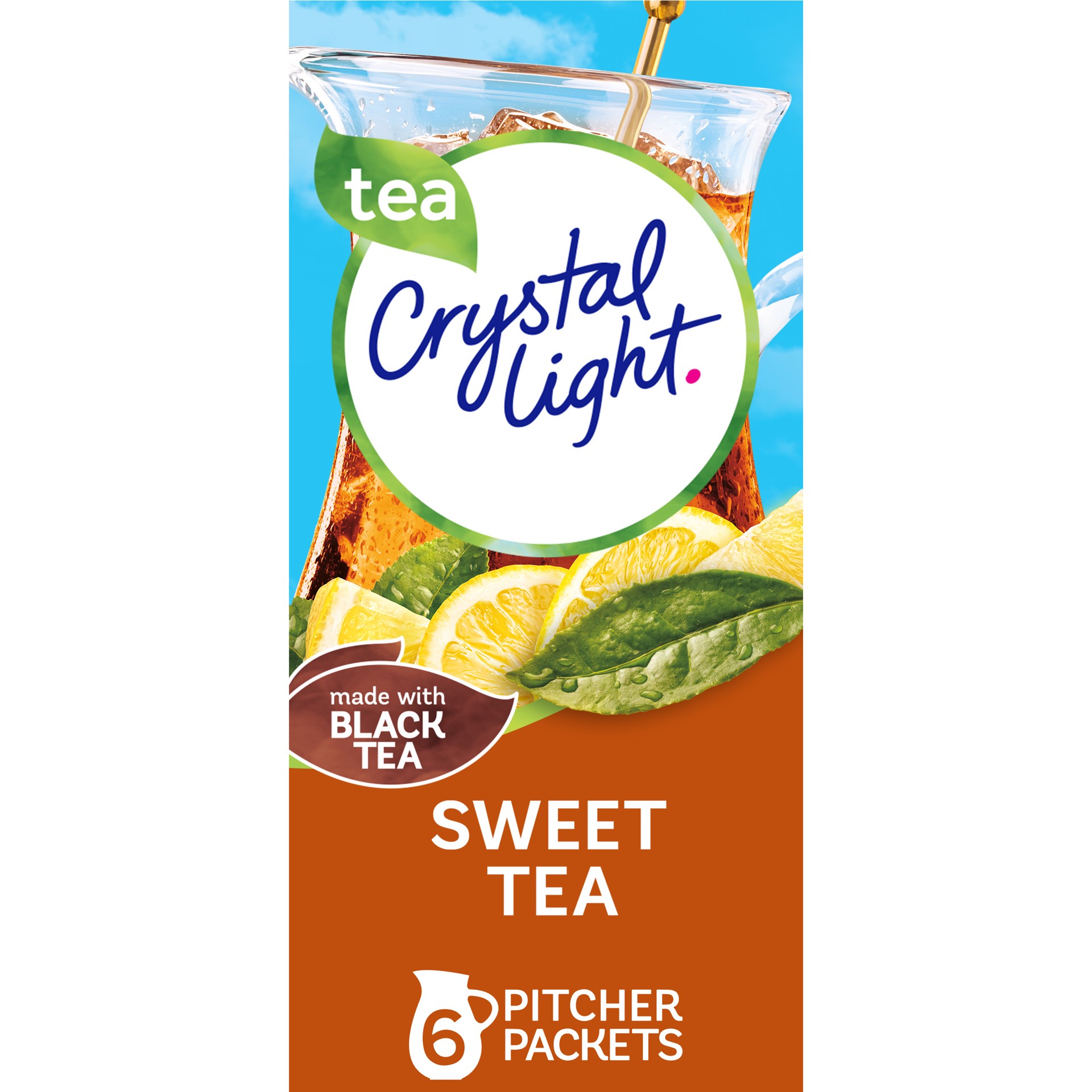 slide 1 of 9, Crystal Light Sweet Tea Naturally Flavored Powdered Drink Mix, 6 ct Pitcher Packets, 6 ct