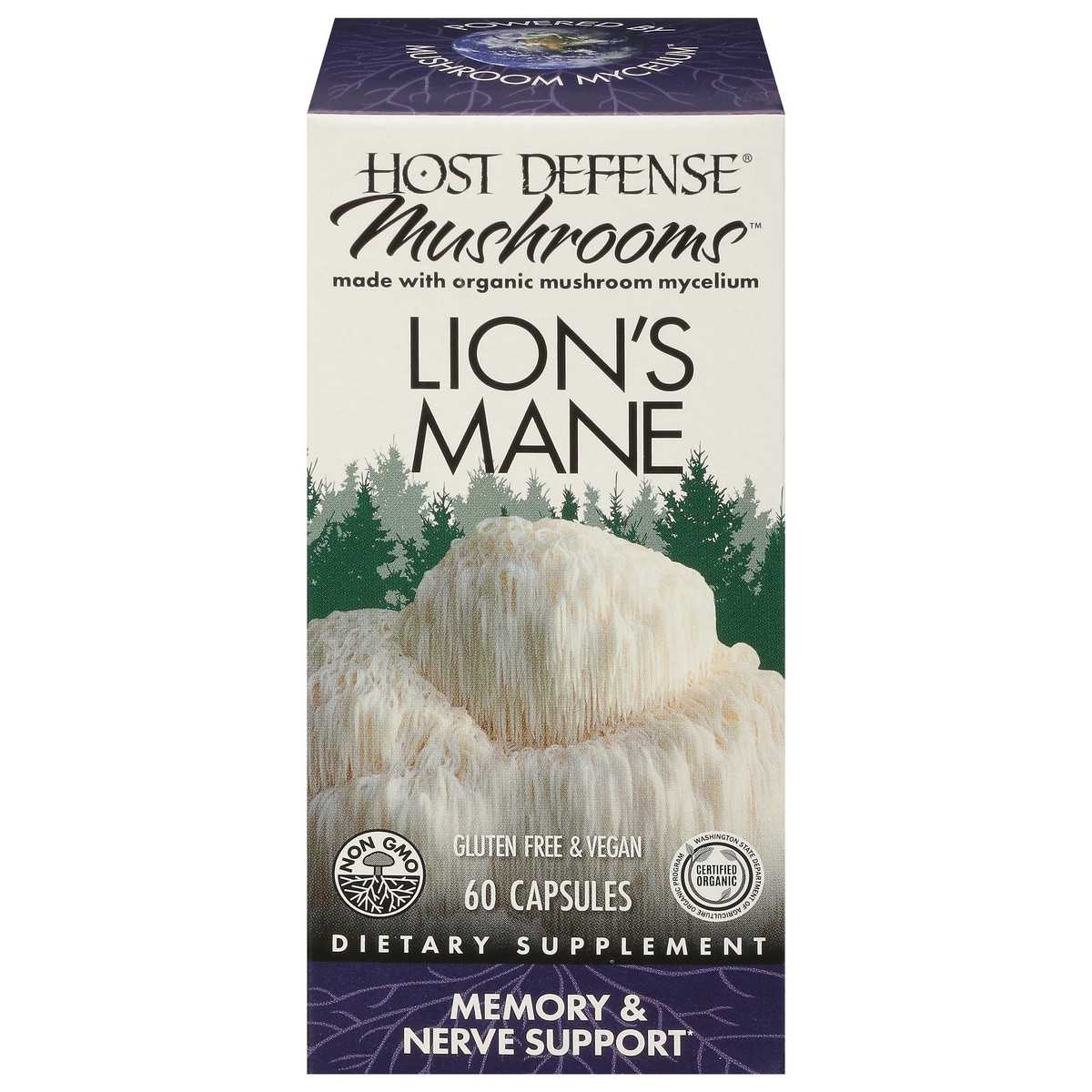 slide 1 of 1, Host Defense Mushrooms Memory & Nerve Support Lion's Mane 60 Capsules, 60 ct