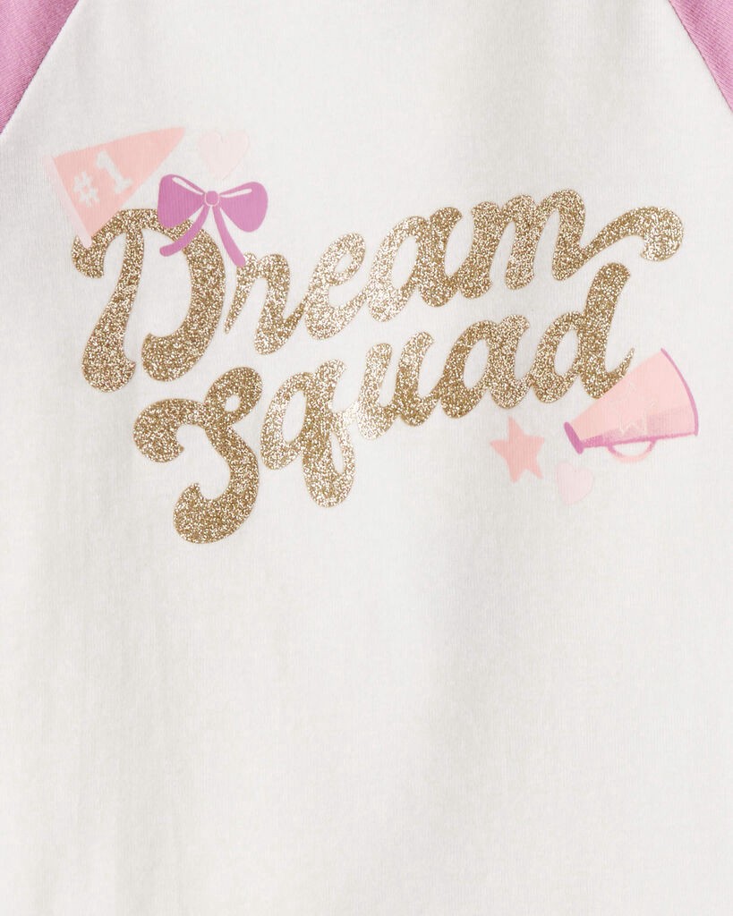 slide 2 of 4, Carter's Girls Cheerleading Print 100% Cotton Long-Sleeve 4-Piece Pajamas - White/Pink Multi 14, 4 pc
