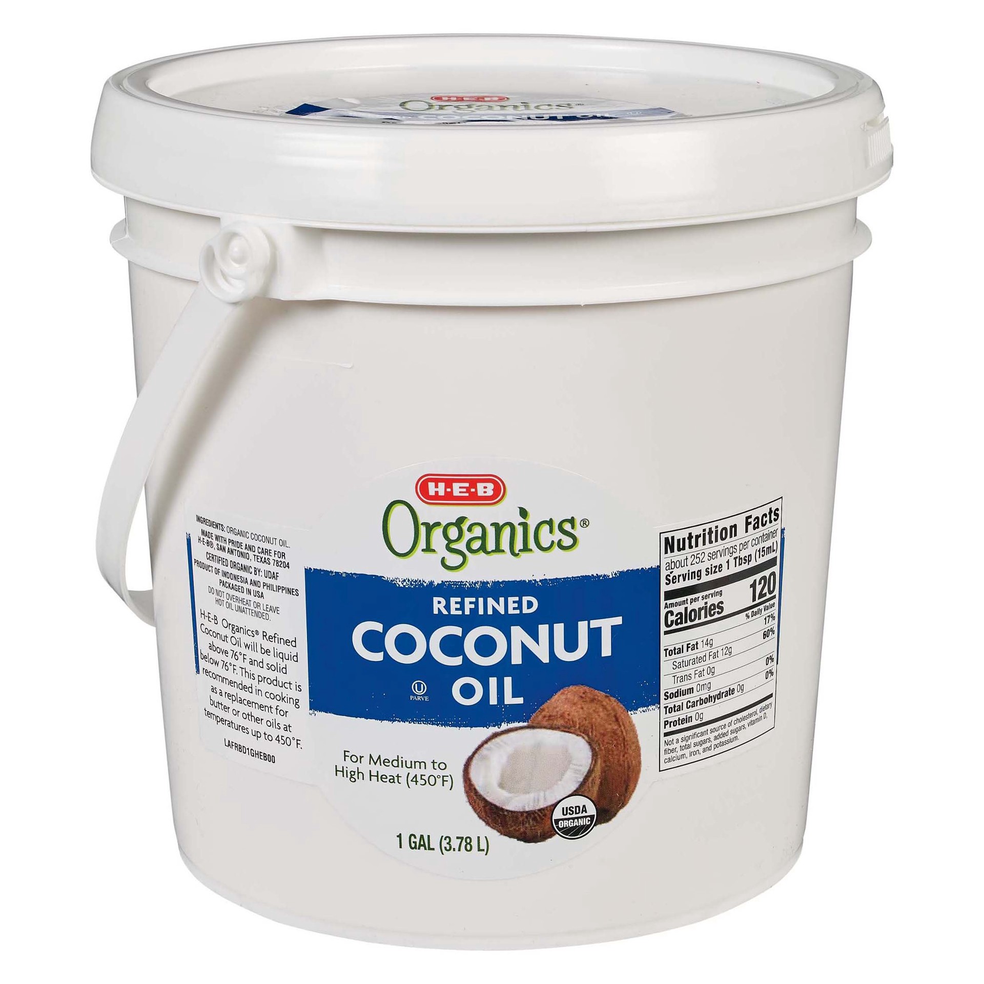 slide 1 of 1, H-E-B Organics Coconut Oil, 1 gal