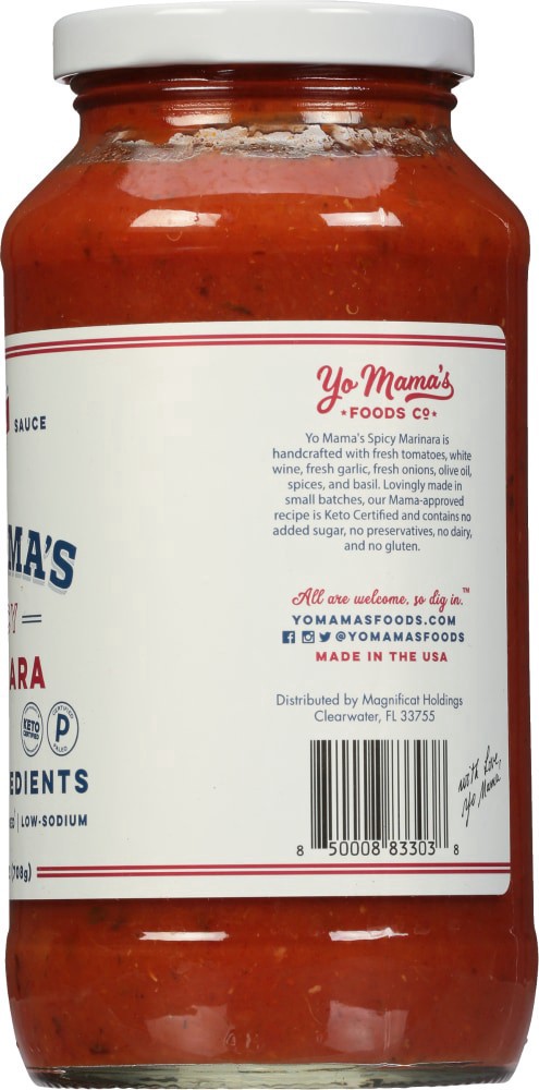 slide 2 of 4, Yo Mama's Foods Tomato Sauce Spicy Marinara, 25 oz