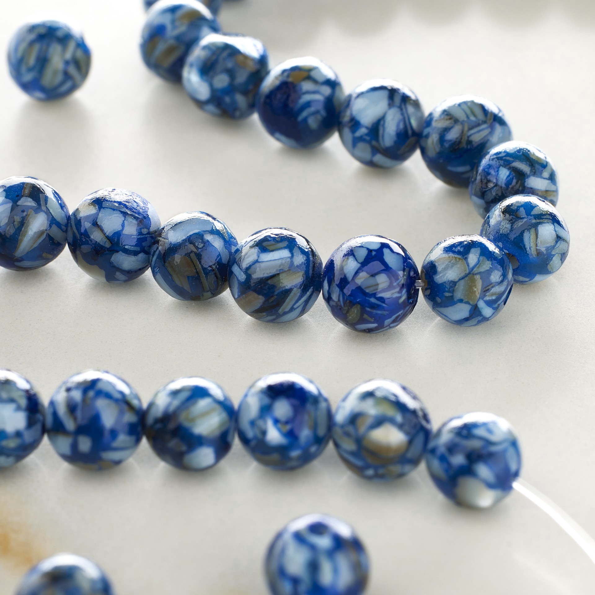 slide 2 of 3, Blue Reconstituted Shell Round Beads, 6mm By Bead Landing, 6 mm