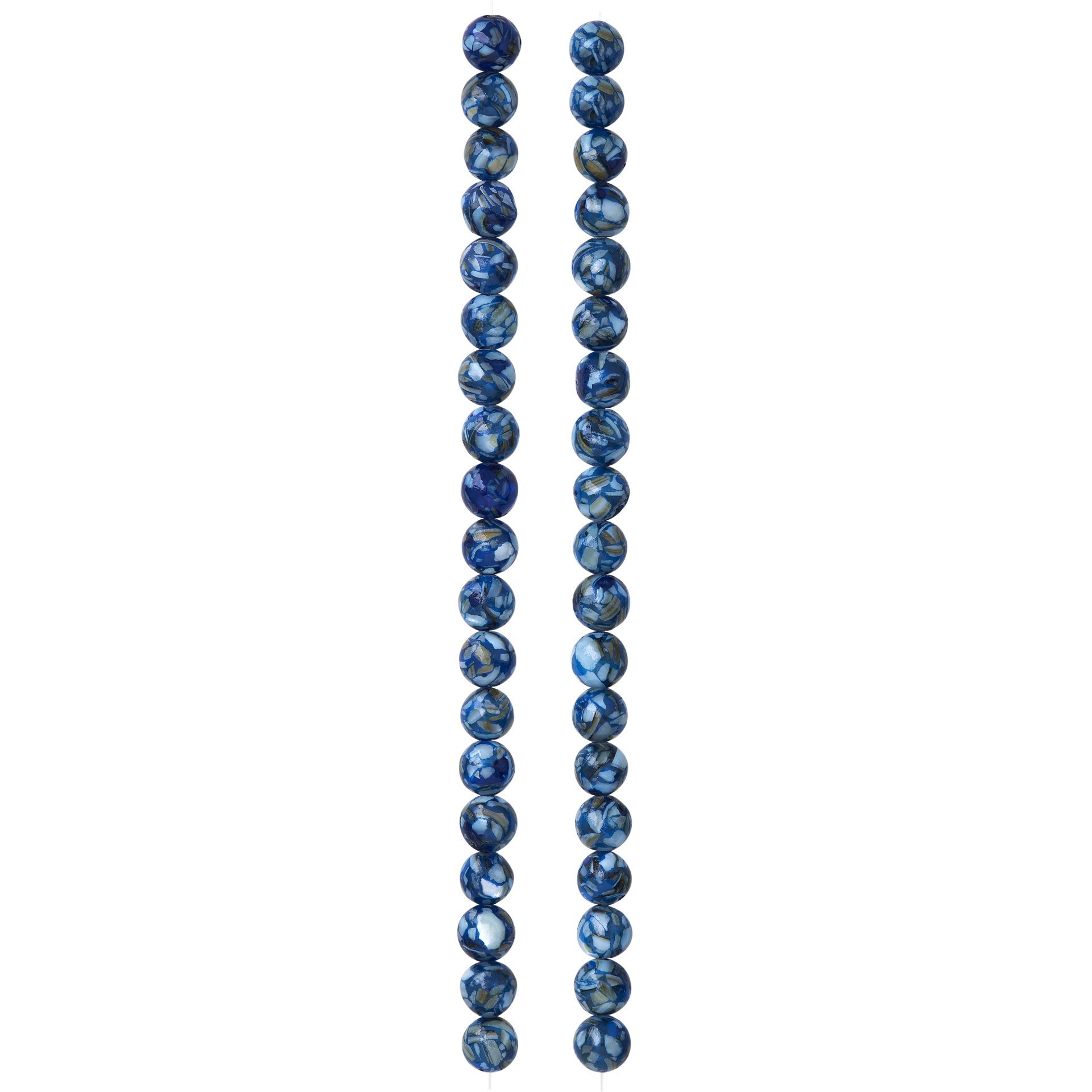 slide 3 of 3, Blue Reconstituted Shell Round Beads, 6mm By Bead Landing, 6 mm