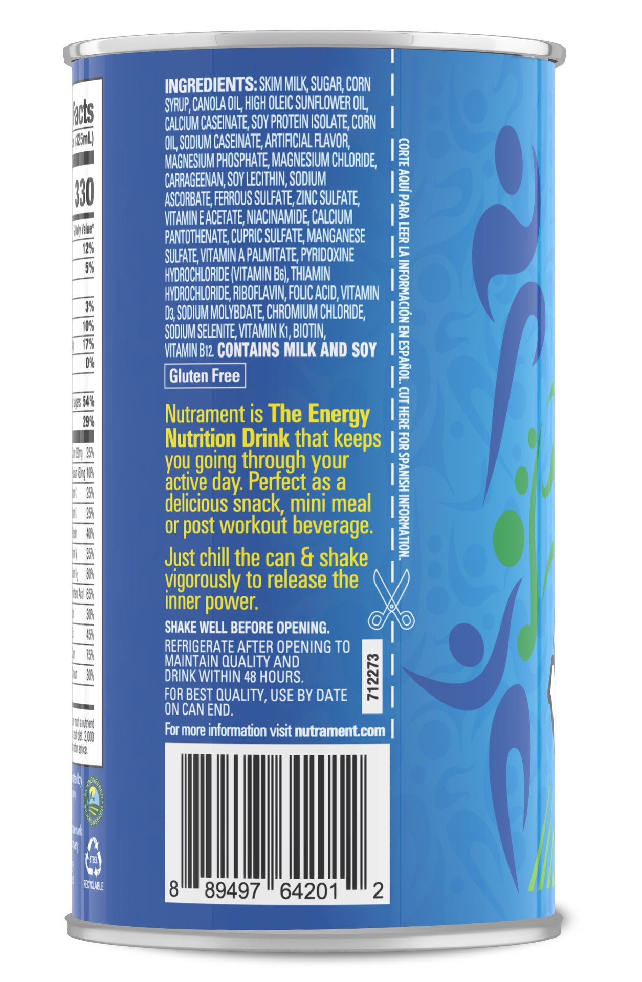 slide 4 of 8, Nutrament Vanilla Nutrition Drink, Energy Drink with Vitamins, Minerals and Protein, 11 FL OZ Can, 11 fl oz