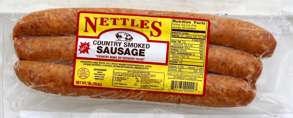 slide 4 of 5, Nettles Sausage 16 oz, 16 oz