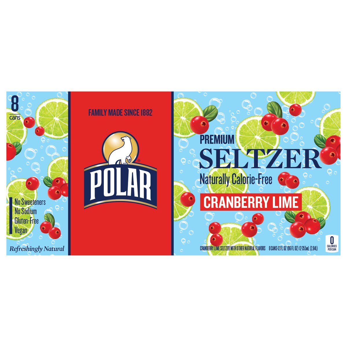 slide 1 of 12, Polar Seltzer - 8pk 12oz - Cranberry Lime, 8 ct; 12 fl oz