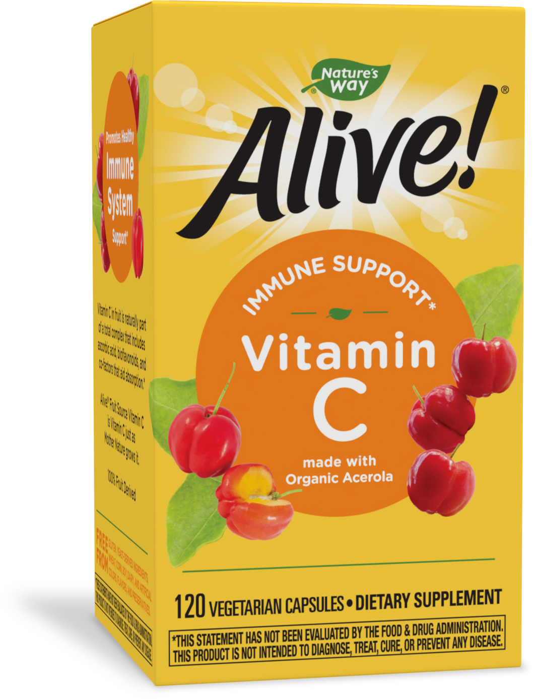 slide 1 of 1, Nature's Way Alive! Fruit Source Vitamin C, Made with Organic Acerola, 120 Count, 120 ct