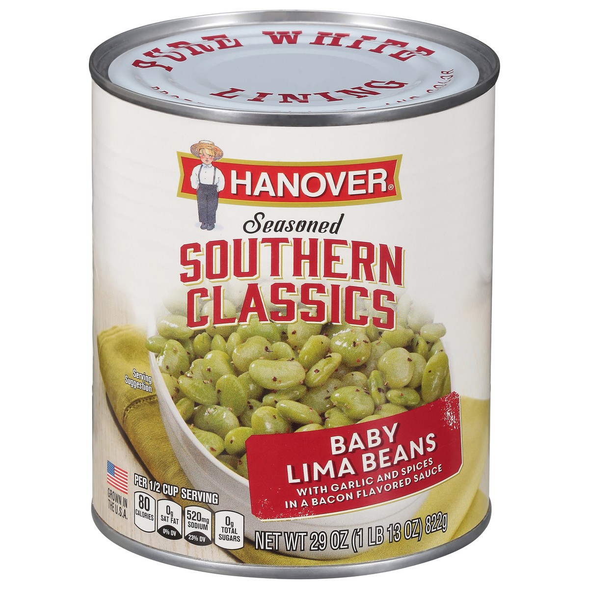 slide 1 of 2, Hanover Seasoned Southern Classics Baby Lima Beans 29 oz, 29 oz