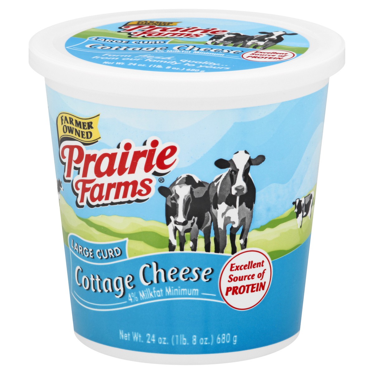 slide 3 of 9, Prairie Farms Large Curd 4% Milkfat Minimum Cottage Cheese 24 oz, 24 oz