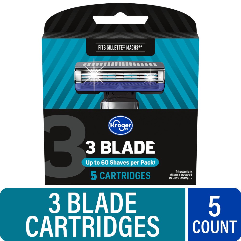 slide 1 of 3, Kroger Triple Blade Razor Cartridges, 5 ct